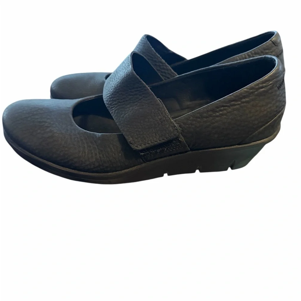 ECCO Skyler 45 Wedge Mary Jane Pump Shoes Black Leather US 7 Women NEW